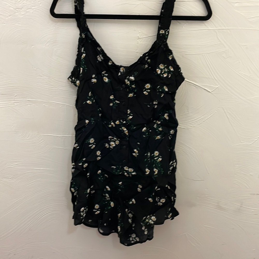 Dress Forum Black and Yellow Floral Romper